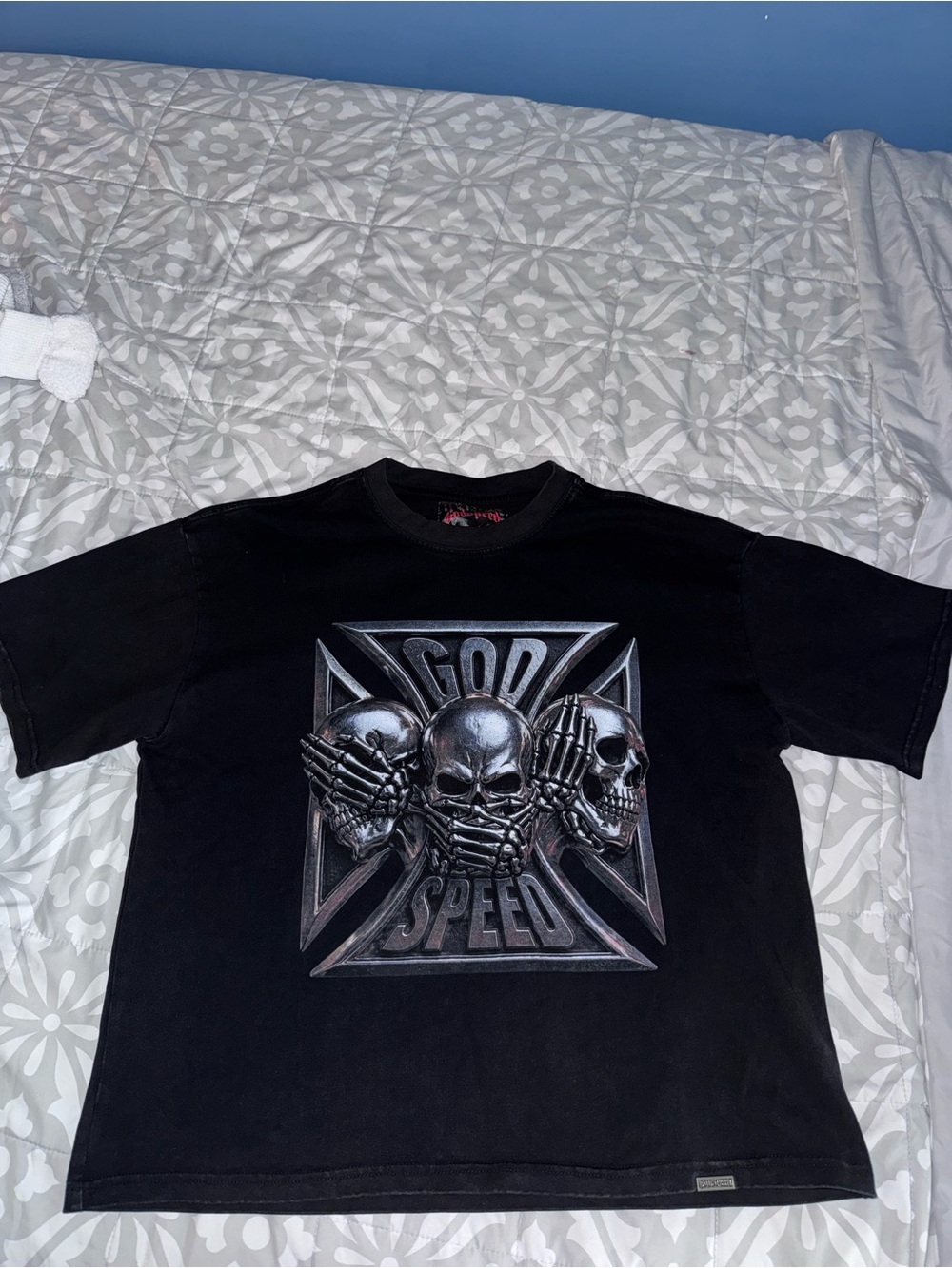 Black Graphic Skull Tee - GodSpeed